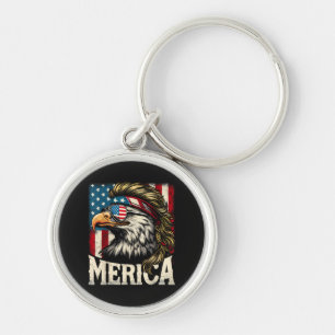4th of July Patriotic Funny Eagle July 4th USA Mer Keychain