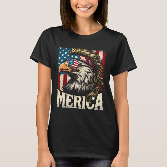 4th Of July Patriotic Funny Eagle July 4th Usa Mer T-Shirt (Front)