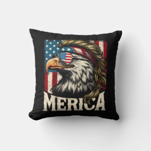 4th of July Patriotic Funny Eagle July 4th USA Mer Throw Pillow