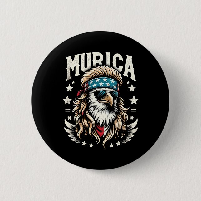 4th Of July Patriotic Funny Eagle July 4th Usa Mur 2 Inch Round Button (Front)