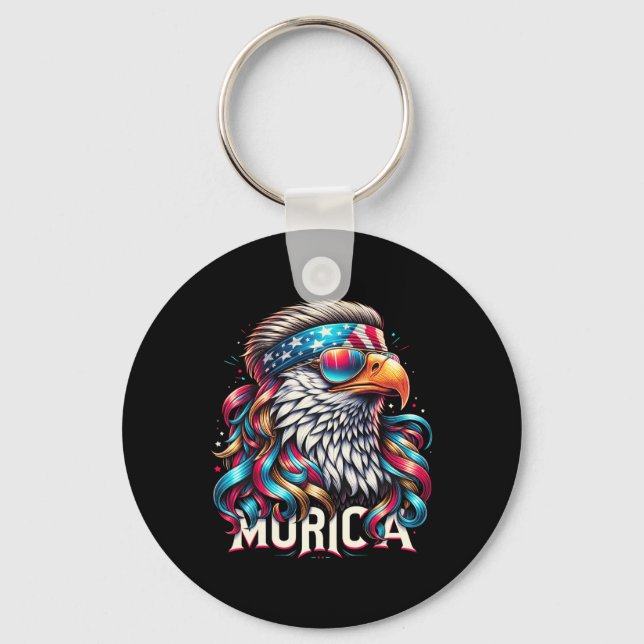 4th Of July Patriotic Funny Eagle July 4th Usa Mur Keychain (Front)