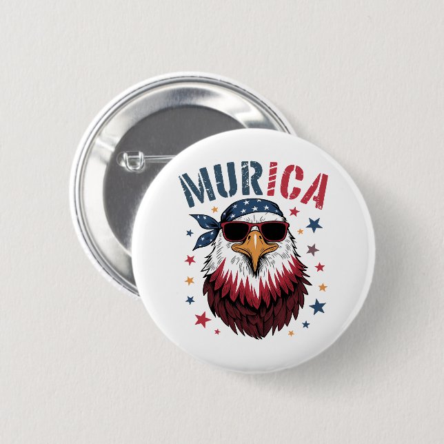 4th of July Patriotic Funny Eagle USA 2 Inch Round Button (Front & Back)