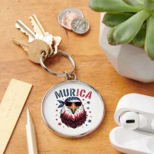 4th of July Patriotic Funny Eagle USA Keychain