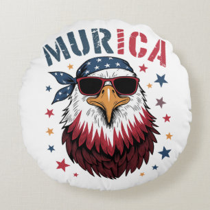 4th of July Patriotic Funny Eagle USA Round Pillow
