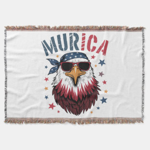 4th of July Patriotic Funny Eagle USA Throw Blanket