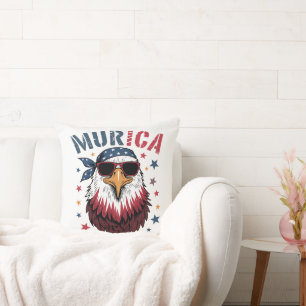 4th of July Patriotic Funny Eagle USA Throw Pillow