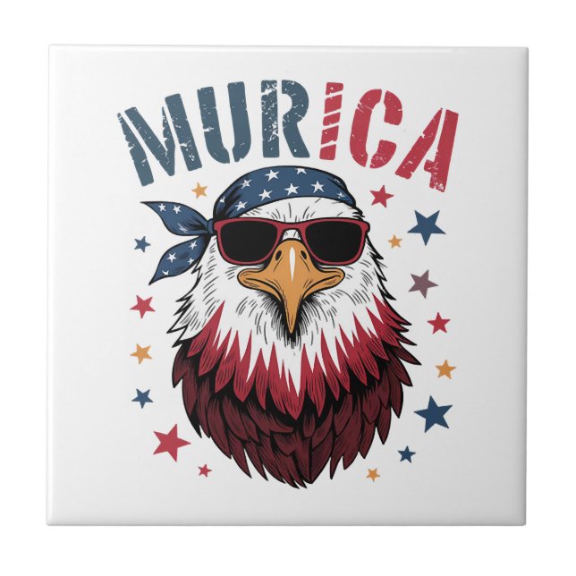 4th of July Patriotic Funny Eagle USA Tile (Front)