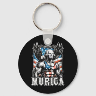 4th Of July Patriotic Funny George Washington July Keychain