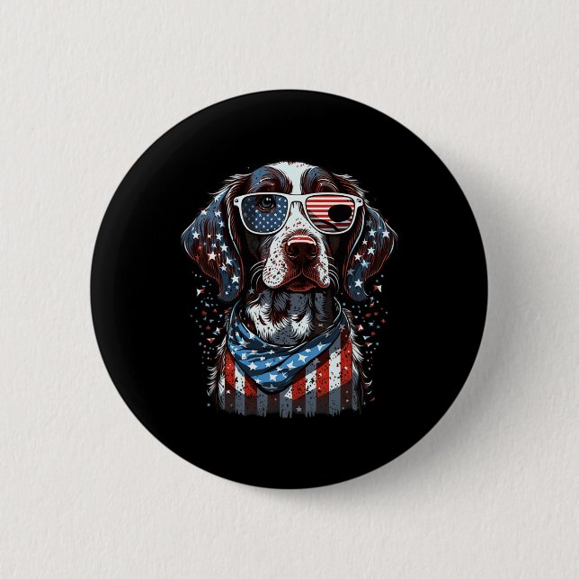 4th Of July Patriotic German Shorthaired Pointer D 2 Inch Round Button (Front)