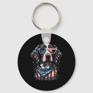 4th Of July Patriotic German Shorthaired Pointer D Keychain