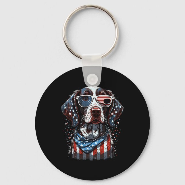 4th Of July Patriotic German Shorthaired Pointer D Keychain (Front)