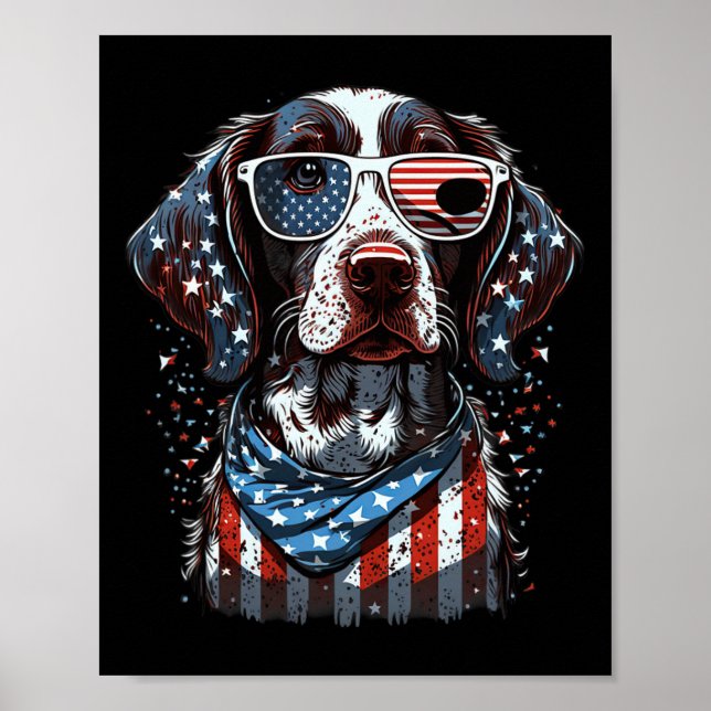 4th Of July Patriotic German Shorthaired Pointer D Poster (Front)