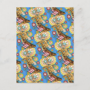 4TH OF JULY PATRIOTIC GIRAFFE & FIREWORKS Cute Fun Holiday Postcard