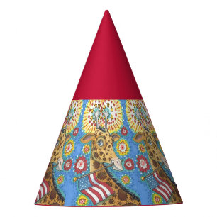 4TH OF JULY PATRIOTIC GIRAFFE, HOLIDAY PARTY HAT