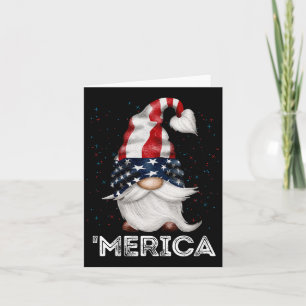 4th Of July Patriotic Gnome American Flag Coloured Card