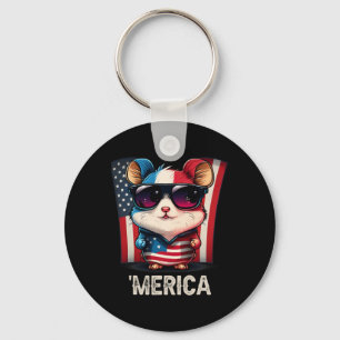 4th Of July Patriotic Hamster Merica Keychain