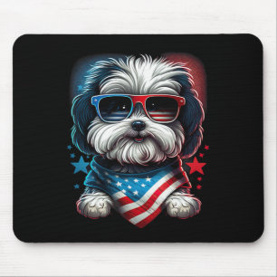 4th Of July Patriotic Havanese Dog Us Flag  Mouse Pad