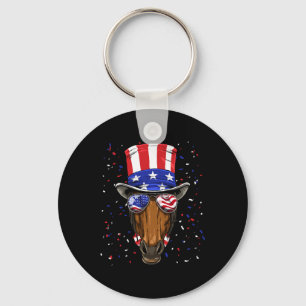 4th Of July Patriotic Horse Usa Flag Horseback Rid Keychain