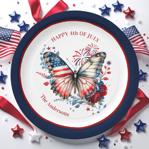 4th of July Patriotic Independence Day Name Paper Plate