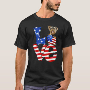 4th Of July Patriotic Love Yorkshire Terrier Ameri T-Shirt