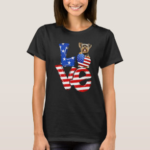4th Of July Patriotic Love Yorkshire Terrier Ameri T-Shirt