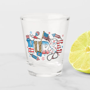 4th Of July Patriotic Nurse Shot Glass