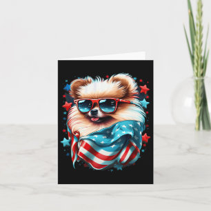 4th Of July Patriotic Pomeranian Dog Us Flag Card