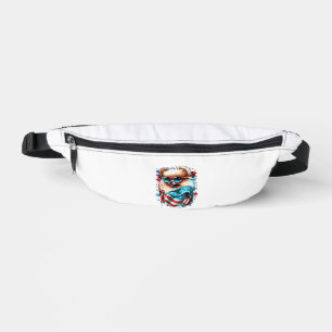 4th of July Patriotic Pomeranian Dog US Flag Fanny Pack