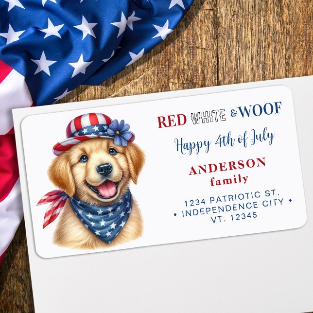 4th Of July Patriotic Puppy Dog Return Address Label (Creator Uploaded)