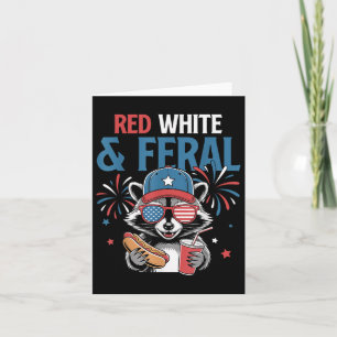4th Of July Patriotic Raccoon Funny Quote Red Whit Card
