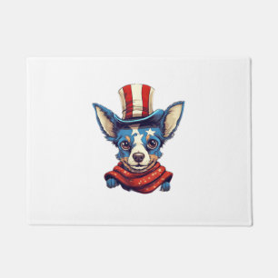 4th Of July Patriotic Rat Terrier Dog Doormat