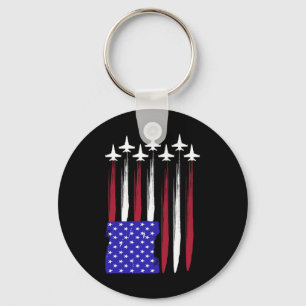 4th Of July Patriotic Red White Blue Usa Flag Figh Keychain