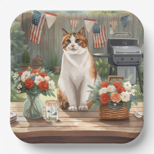 4th of July Patriotic Siamese Cat Paper Plates 