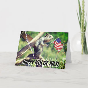 "4th of July!" Patriotic Squirrel Holiday Card