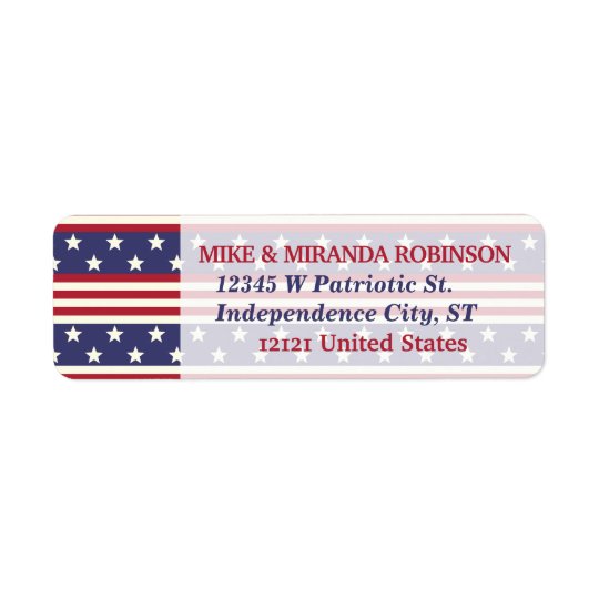 4th of July Patriotic Stars and Stripes USA Flag Return Address Label