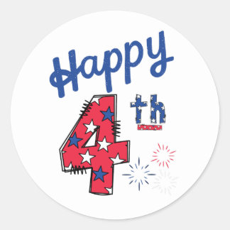 4th of July Patriotic Stars Classic Round Sticker