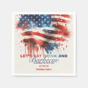 4th of July Patriotic Summer Party Fireworks Napkin