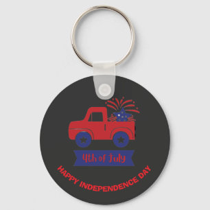 "4th of July" Patriotic Truck Design Custom Keychain
