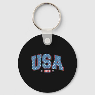 4th Of July Patriotic Us Flag Usa Est 1776  Keychain