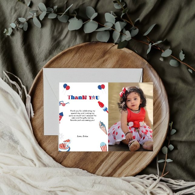 4th of july patrotic day birthday  thank you card (Creator Uploaded)