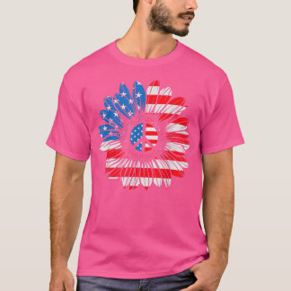 4th Of July, Peace Sunflower American Freedom USA  T-Shirt