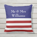 4th of July Personalized Outdoor Pillow<br><div class="desc">This red,  white & blue outdoor pillow,  is easy to personalize with a family name or newlywed's name,  making it a great accessory for a front porch,  deck,  patio,  pool area or outdoor sweetheart table. This pillow is perfect for a 4th of July Party or Wedding.</div>