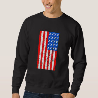 4th Of July Pilot Airplane American Flag Aviation  Sweatshirt