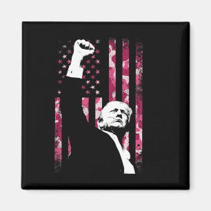4th Of July Pink Camo Camouflage Us Flag Fist Figh Magnet