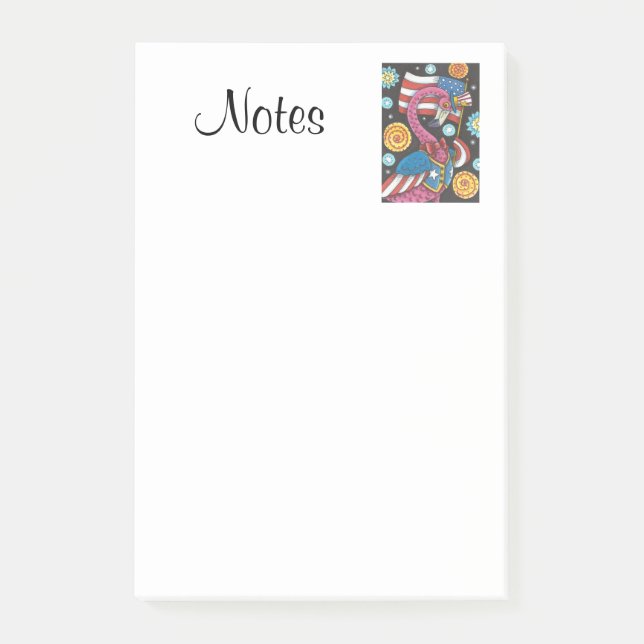 4TH OF JULY PINK FLAMINGO 3M Post-it® Notes (Front)