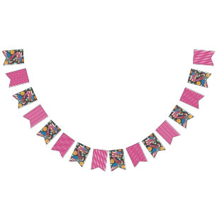 4TH OF JULY PINK FLAMINGO, BIRD BUNTING BANNER