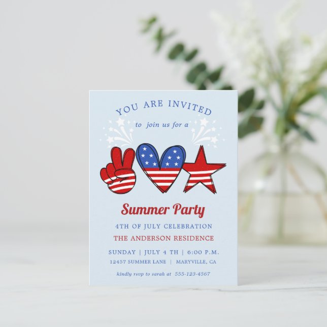 4th of July Pool And Ice Cream Party Invitation Po (Debout devant)