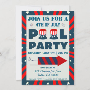 4th of July Pool Party Invitation