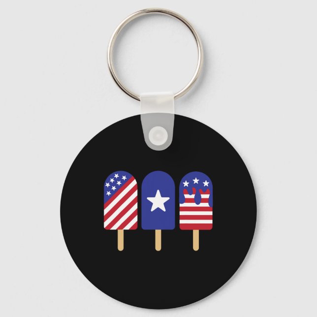 4th Of July Popsicle American Flag Patriotic Summe Keychain (Front)