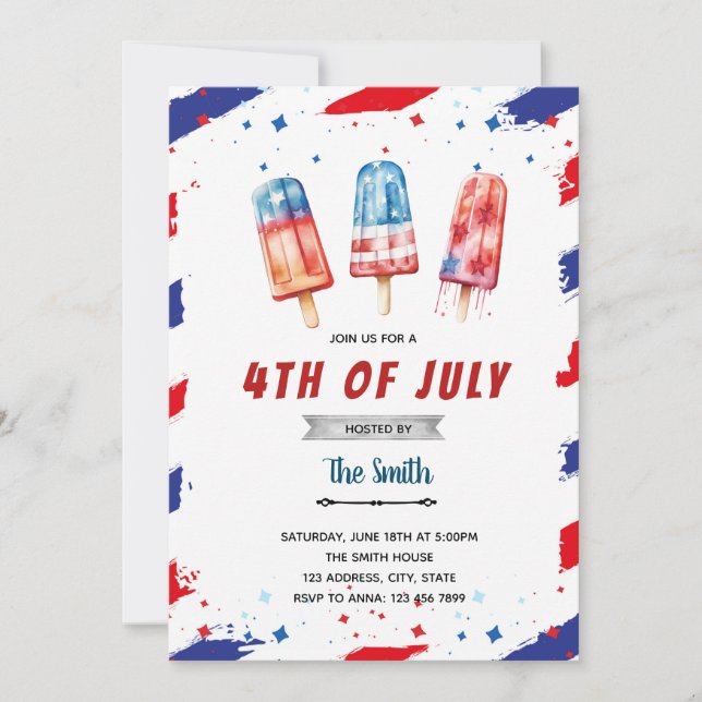 4th of July popsicle invitation (Front)